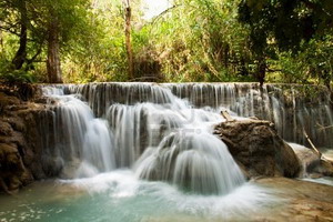 Vietnam Laos combined tour, visit waterfall Khuang Si Luang Prabang